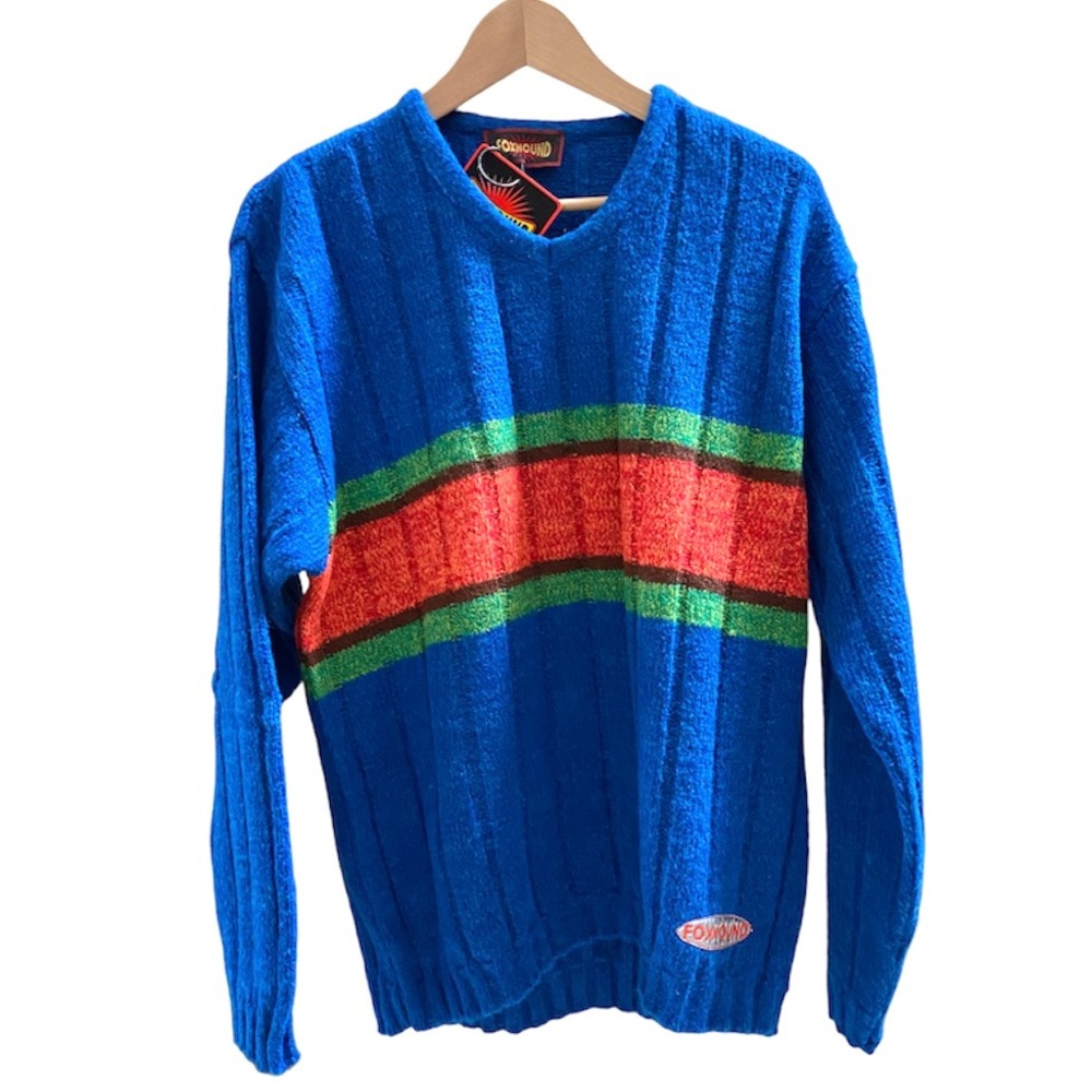 FOXHOUND V-NECK VINTAGE SWEATER MADE IN ITALY, MEN'S SIZE L NWT